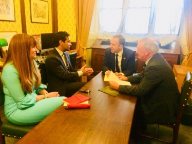 Kelly with Rehman Chishti MP, Medway Council Leader Cllr Alan Jarrett, and the Health Secretary, Matt Hancock MP