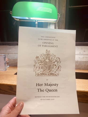 Programme from the 2019 Queen's Speech